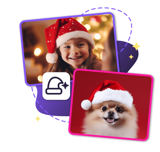 Put christmas hat on picture