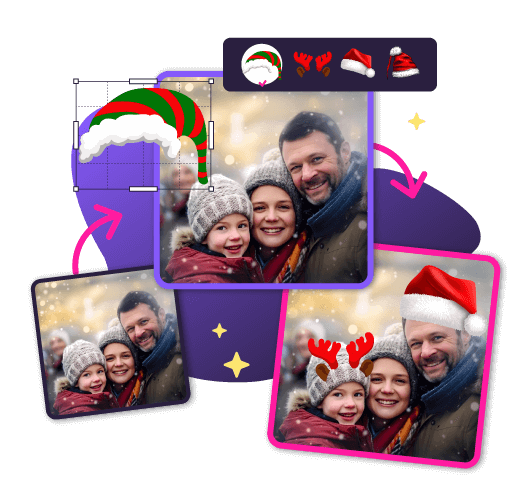 Put christmas hat on picture