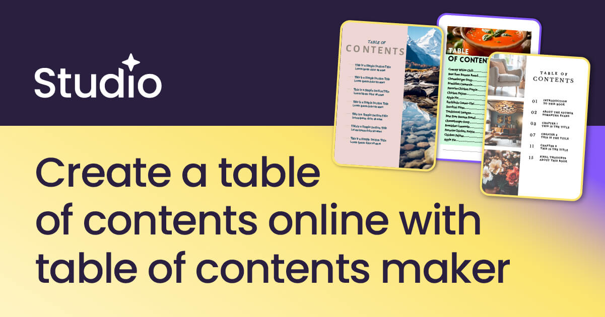 Free Online Table of Contents Maker - Creative Fabrica